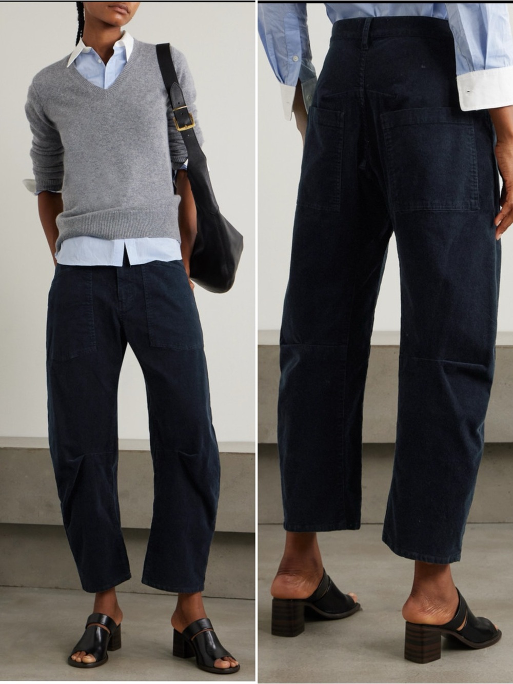 Nili Lotan Shon Cotton Blend Corduroy Tapered Pants Navy Size 2